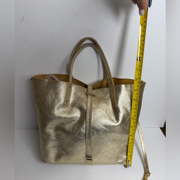 Tiffany & Co. Reversible Tote Bag Metallic Gold Leather/Mustard Suede - Picture 3 of 16